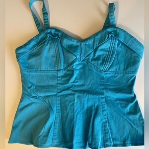 Vixen By Micheline Pitt, 2X, Blue Man Eater Top EUC